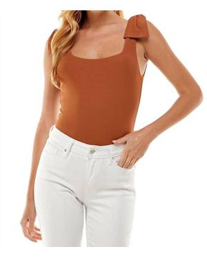 TCEC Haley Bow Shoulder Bodysuit - Brown