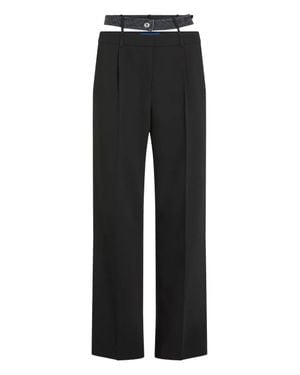 KARL LAGERFELD Wide-Leg High-Waisted Tailored Pants With Denim-Inspired Belt - Black