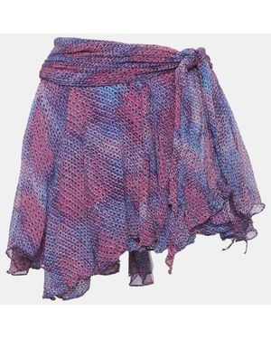 Isabel Marant Printed Silk Wrap Mini Skirt - Purple