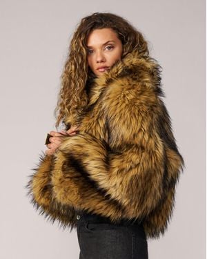 Adrienne Landau Cutaway Fox Faux Fur Jacket - Natural