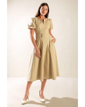 TRUEDAMES Sunlit Soiree Woven Midi Dress - Natural