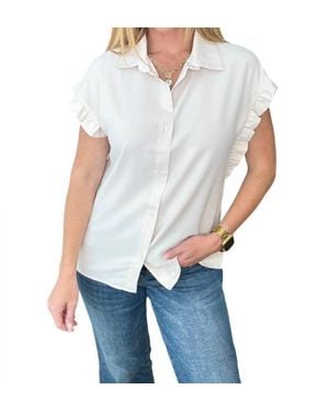One Eleven North Collared Ruffle Sleeved Blouse - White