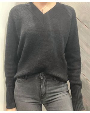 Pissenlit Cashmere V-Neck Waffle Knit Sweater - Gray