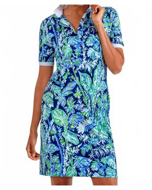 Gretchen Scott Vintage Vines Serve It Up Short Sleeve Dress - Blue