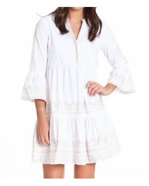 Apny Tiered Flounce Sleeve Dress - White