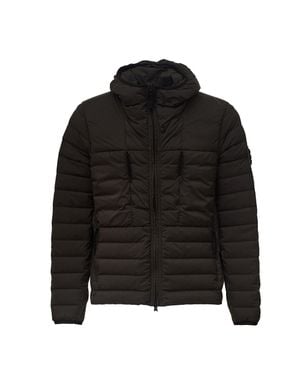 Stone Island Seamless Nylon Down Jacket With Padded Hood - Black