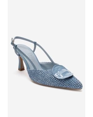 Prologue Shoes Levia Woven Pointed Toe Slingback Pump - Blue