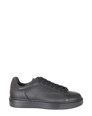 Doucal's Leather Suede Memory Foam Low-Top Sneakers - Black