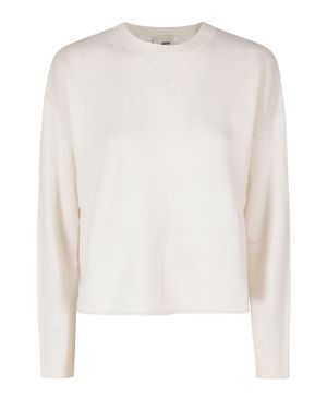Autry Cropped Wool-Cashmere Relaxed Knit Sweater - White
