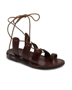 Jerusalem Sandals Leather Lace Up Sandal - Brown
