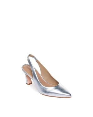 Bernardo Felicity Pump Leather Flare Heel Slingback Htat1263 - Metallic
