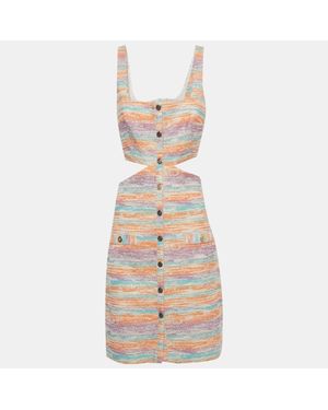 Maje Lurex Tweed Cut Out Mini Dress - Metallic