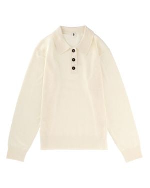 THE GARMENT Polyester Ribbed Knit Polo Shirt - White