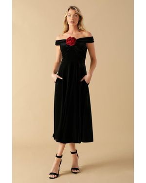 TRUEDAMES Be There For You Velvet Midi Dress - Natural
