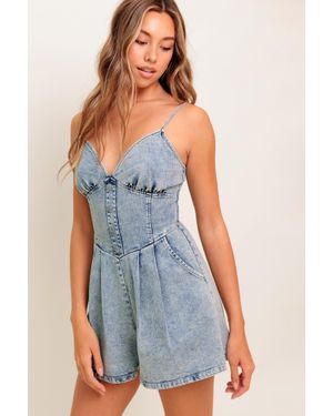 TRUEDAMES Palm Sundays Acid Romper - Blue