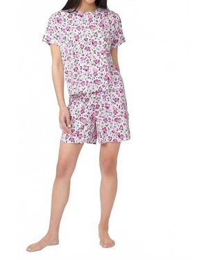 Hue Short Sleeve Boxer Pajama Set - White
