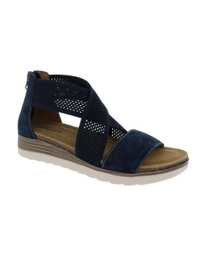 Biza Leather Knit Crisscross Sandals - Blue
