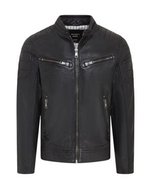 Infinity Leather Modern Classic Leather Quilted Biker Jacket - Black