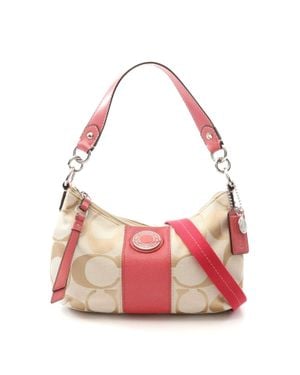 COACH Signature Stripe Crossbody Bag - Pink