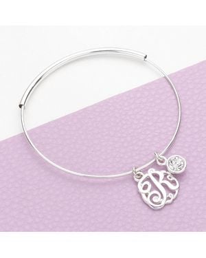 Fashnzfab R- Initial Monogram Bangle Bracelet - Purple