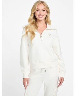 Guess Tessa Half-Zip Sweater - White
