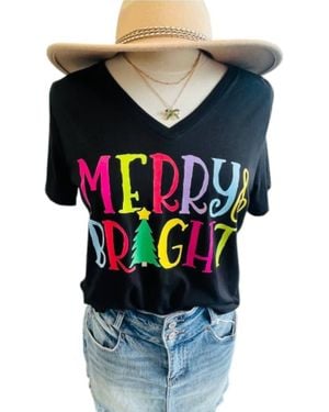 Mama Glitter Merry & Bright T-Shirt - Blue