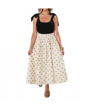 JACQUIE THE LABEL Golden Polka Dot Midi Skirt - Natural