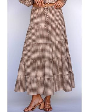 Storia Harper Gingham Maxi Skirt - Brown