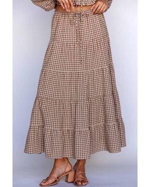 Storia Harper Gingham Maxi Skirt - Brown