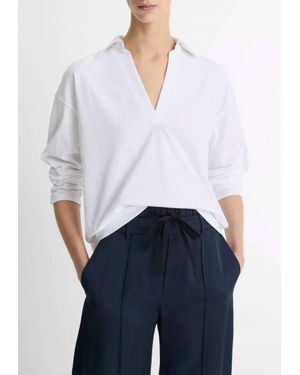 Vince Easy Long Sleeve Polo Top - White