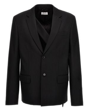スーツ（メンズ） Off-White Virgin Wool Blazer With Off Patch OFF-WHITE Virgil Abloh Logo Strap Patch Wool Striped Jacket