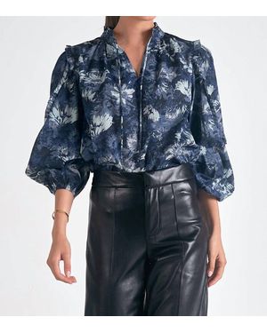 Elan Peasant Blouse - Blue