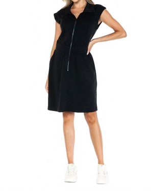 Ariella Scuba Dress With Zipper Detail - Black