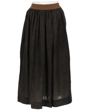 Uma Wang Gillian Cupro Wide Waistband Mid-Calf Skirt - Black