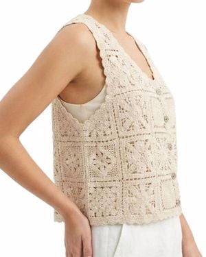 Pol Granny Square Vest - Natural