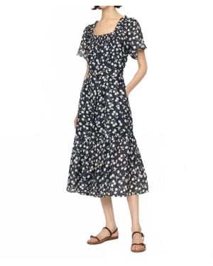 Sea Short Sleeve Midi Dress - Blue