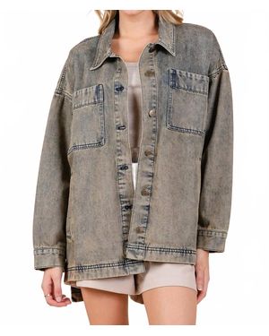 Mittoshop Denim Oversized Boxy Fit Shirt Jacket - Gray