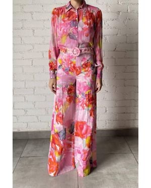 Hemant & Nandita Rosa Boho Top With Cami - Red