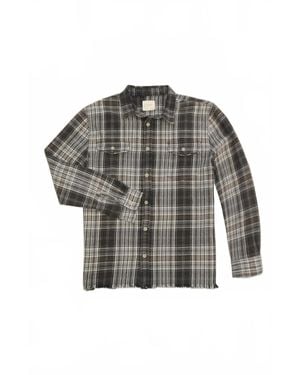 True Grit Long Sleeve Plaid Shirt - Gray