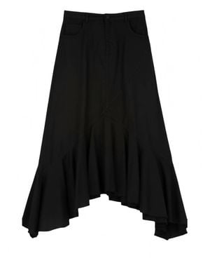 Dixie Frayed Hem Hi Low Ruffle Skirt - Black