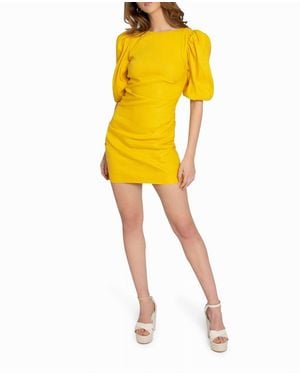 Nicole Miller Stretch Puff Sleeve Lauren Dress - Yellow