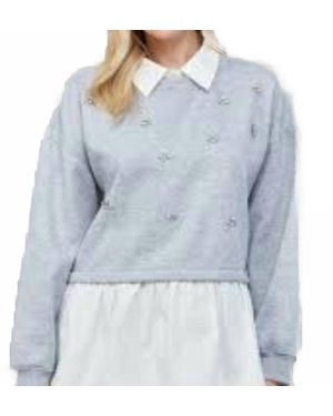 Fate by LFD Embellished Twofer Sweatshirt - Blue