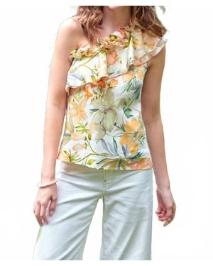 Finley Kate Botanical Print Top - White