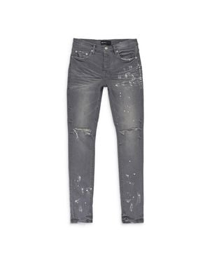Purple Brand Worn Knee Slit Skinny Jeans - Gray