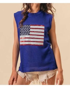 Bibi Usa Flag Sequin Top - Blue