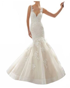 Mori Lee Meryl Frosted Alecon Dress - White
