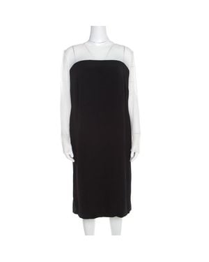 ESCADA Monochrome Sheer Yoke Detail Long Sleeve Dary Dress - Black