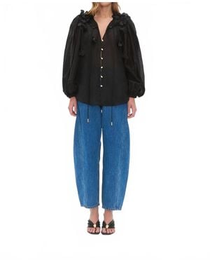 Aje. Camille Flower Blouse - Blue