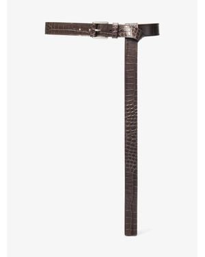 Michael Kors Jodi Crocodile Embossed Leather Belt - Blue