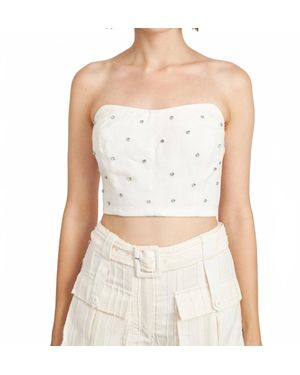 En Saison Jewel Denim Strapless Top - White